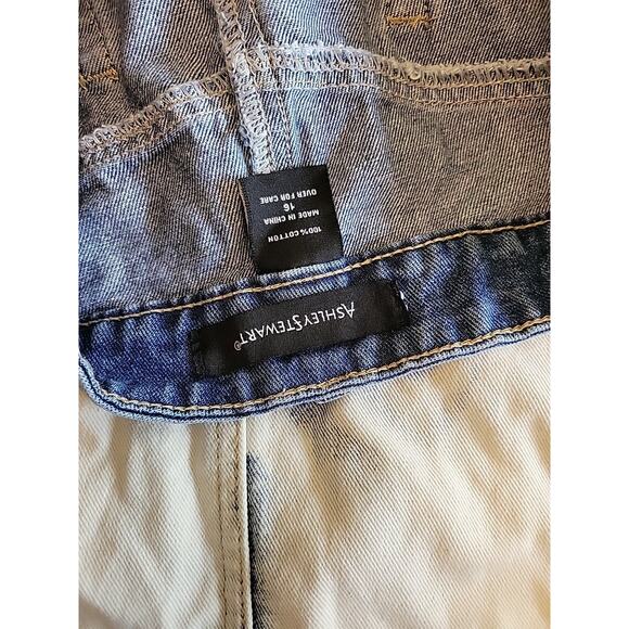 Ashley Stewart Women's Distressed Denim Skirt Size 16 Fringe Acid - Picture 8 of 8